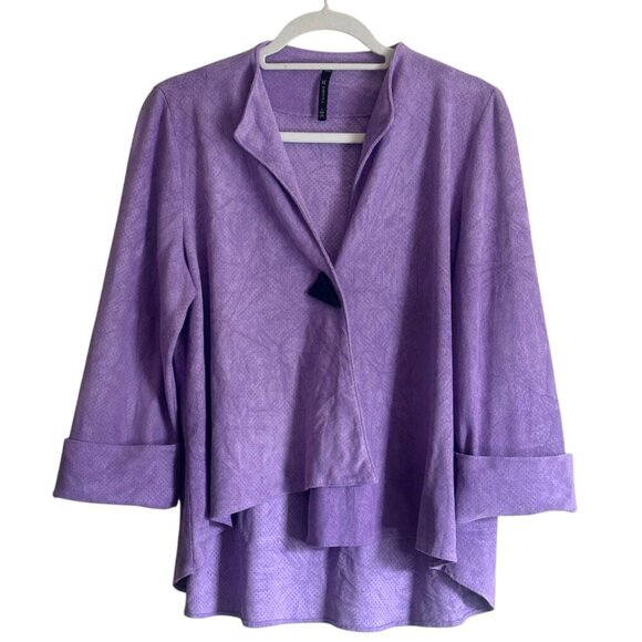 IC Collection by Connie K Perforated Faux Suede Jacket Womens Size L Art to Wear - Picture 1 of 7